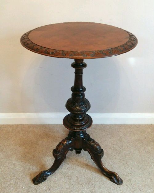 Victorian Beautifully Carved Walnut Tripod Occasional Wine Table