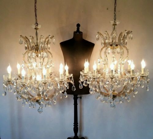 Pair of Large 10 Arms Marie Therese Crystal Chandeliers