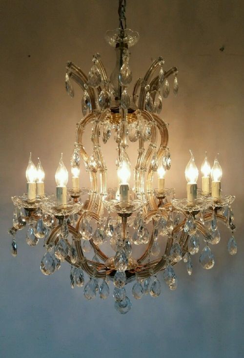 fig 2. PAIR of LARGE 10 Arms Marie Therese Crystal Chandeliers