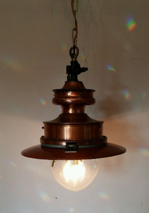 Industrial Railway Station Copper Enamel Gas Ceiling Lamp