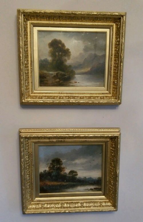 fig 1. PAIR OF Antique Georgian c1830 Signed Oil Painting, J V Harrop Original Frames