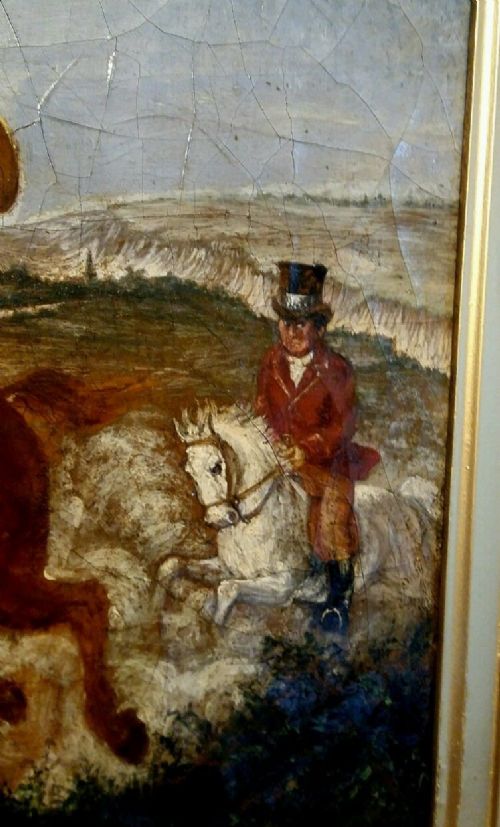 fig 2. August Vischer 1821 - 1898 Signed Oil Painting Fox Hunting Original Frame