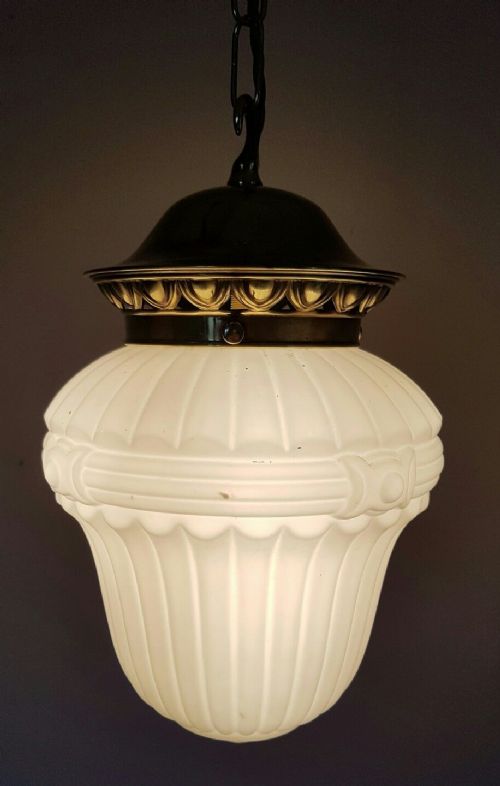 C1910 White Opaline Ceiling Lamp Light