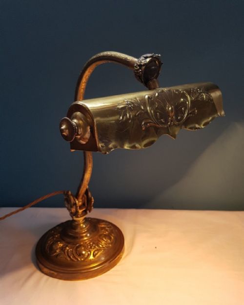 English Brass Bankers Desk Lamp