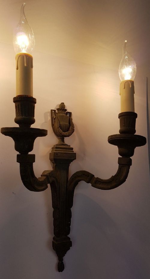 fig 1. Pair of Large c1910 Classical Brass Wall Lights