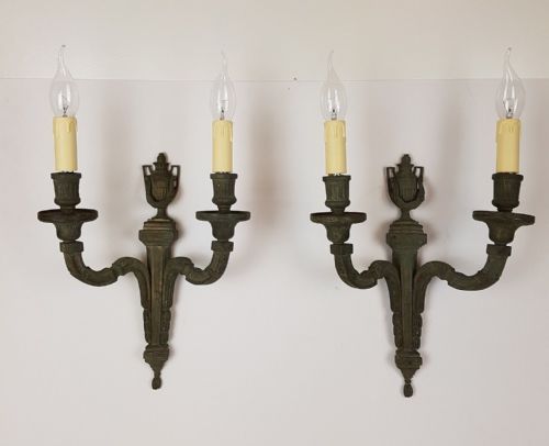 fig 2. Pair of Large c1910 Classical Brass Wall Lights
