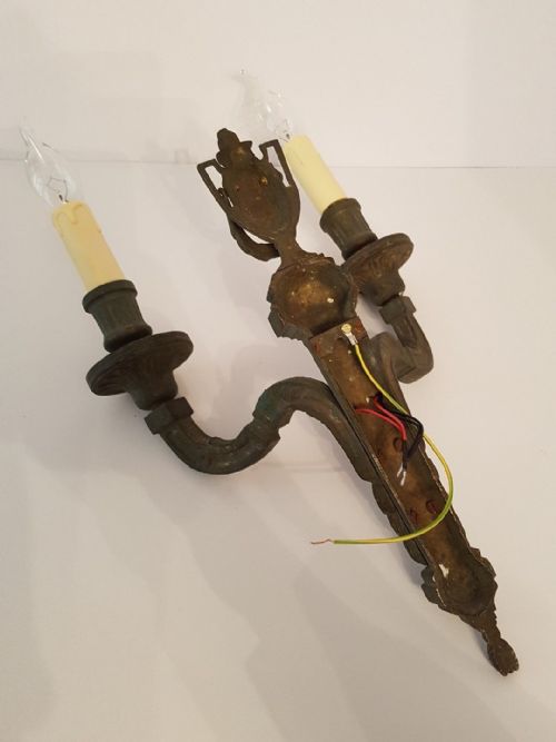 fig 7. Pair of Large c1910 Classical Brass Wall Lights