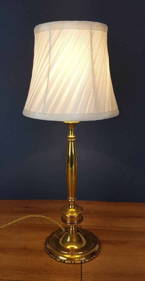 fig 2. c1920 Brass Table Lamp with Ivory Twisted Pleat Shade