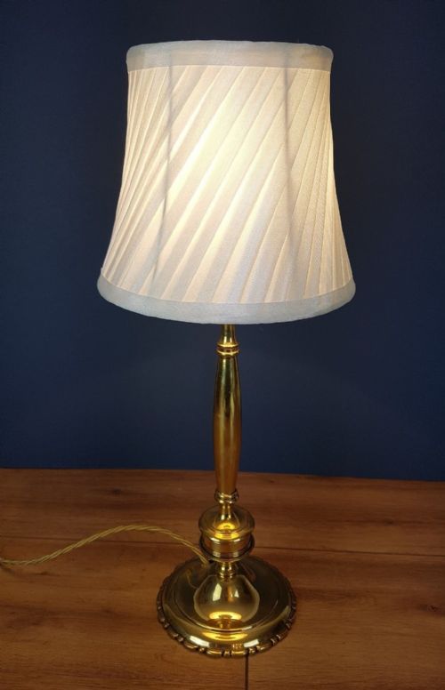 fig 3. c1920 Brass Table Lamp with Ivory Twisted Pleat Shade