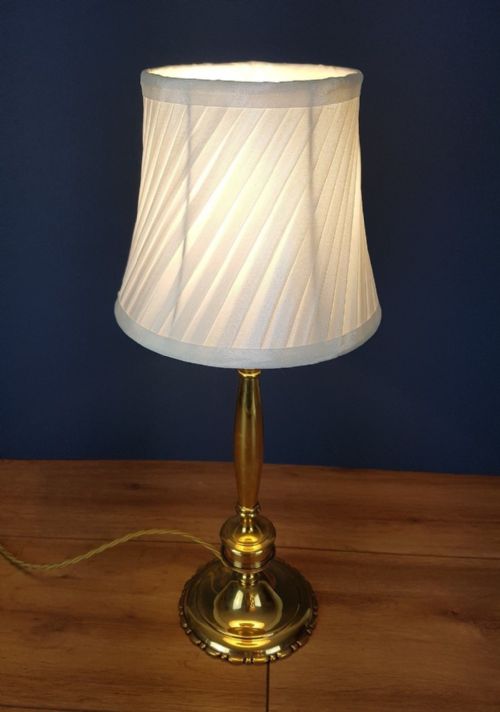 fig 4. c1920 Brass Table Lamp with Ivory Twisted Pleat Shade