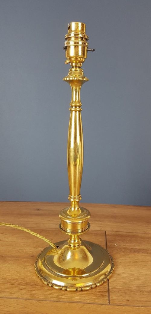 fig 5. c1920 Brass Table Lamp with Ivory Twisted Pleat Shade