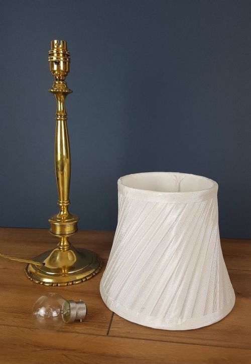 fig 6. c1920 Brass Table Lamp with Ivory Twisted Pleat Shade