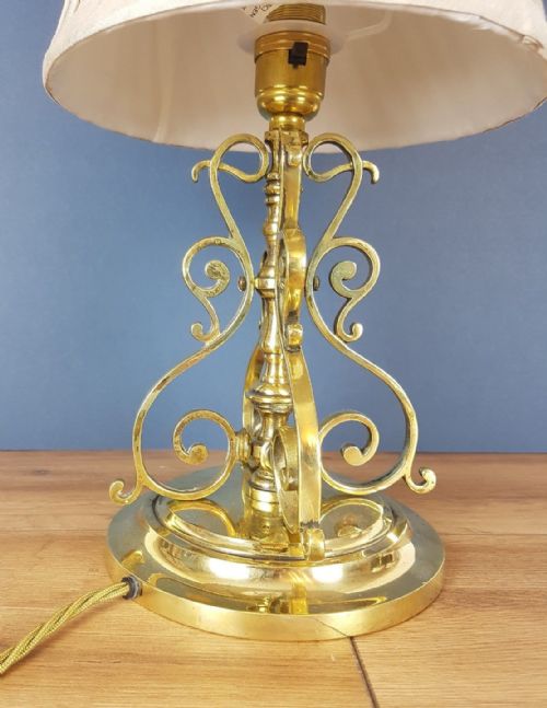 fig 3. Small Ornate Brass Table Lamp with Ivory Twisted Pleat Shade