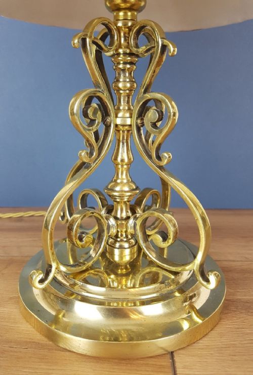 fig 5. Small Ornate Brass Table Lamp with Ivory Twisted Pleat Shade