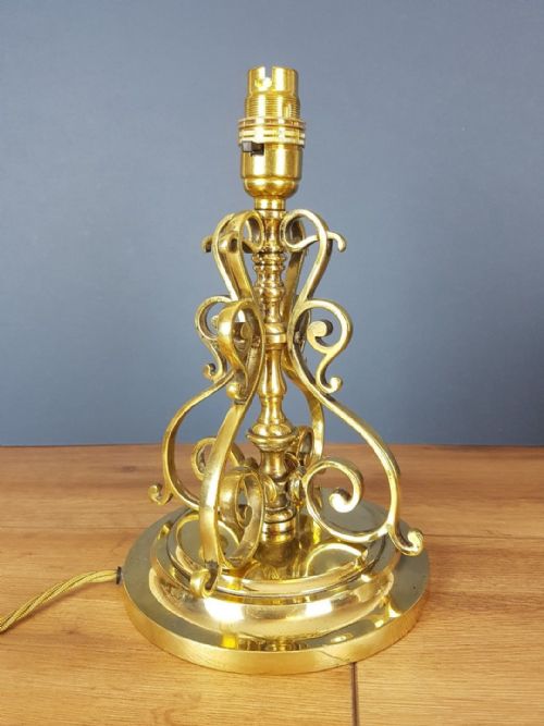 fig 6. Small Ornate Brass Table Lamp with Ivory Twisted Pleat Shade