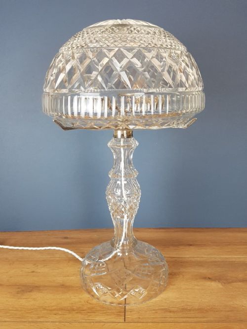fig 4. Large c1920 Cut Crystal Mushroom Table Lamp