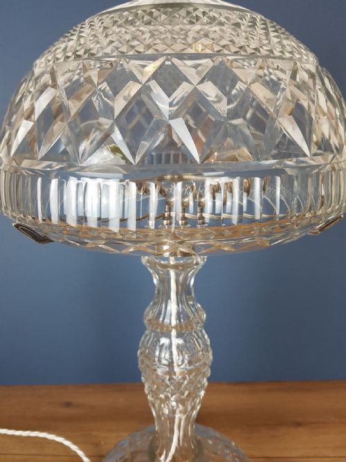 fig 5. Large c1920 Cut Crystal Mushroom Table Lamp