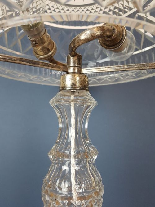 fig 6. Large c1920 Cut Crystal Mushroom Table Lamp