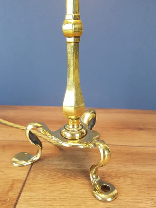 fig 5. c1910 Brass Pullman Lamp with Decorated Flower Basket Shade