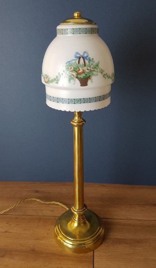 fig 2. Brass Table Lamp with Decorated Flower Basket Shade