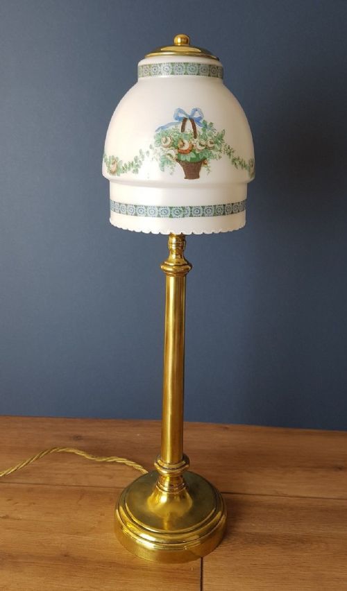 fig 3. Brass Table Lamp with Decorated Flower Basket Shade