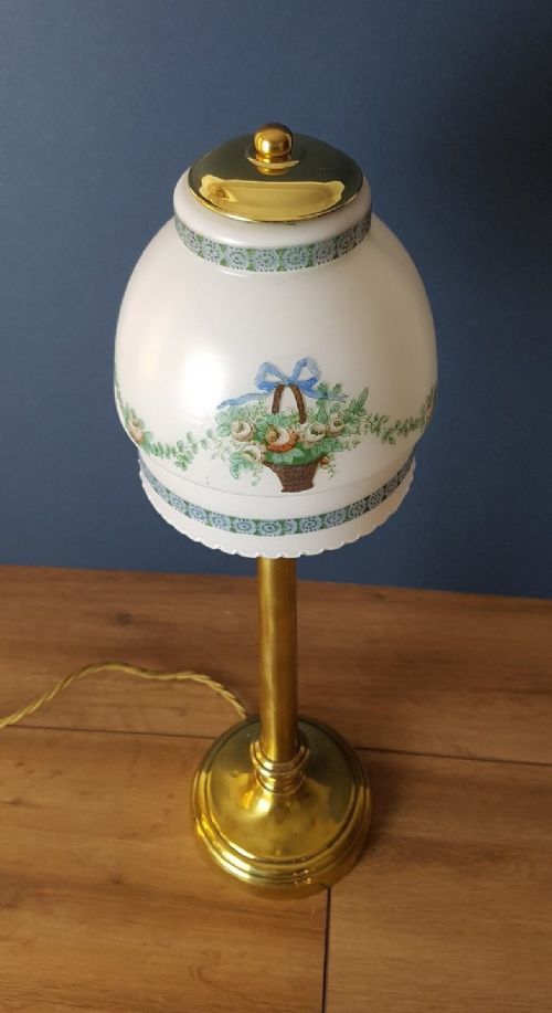 fig 4. Brass Table Lamp with Decorated Flower Basket Shade