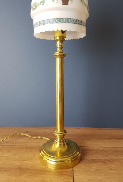 fig 5. Brass Table Lamp with Decorated Flower Basket Shade