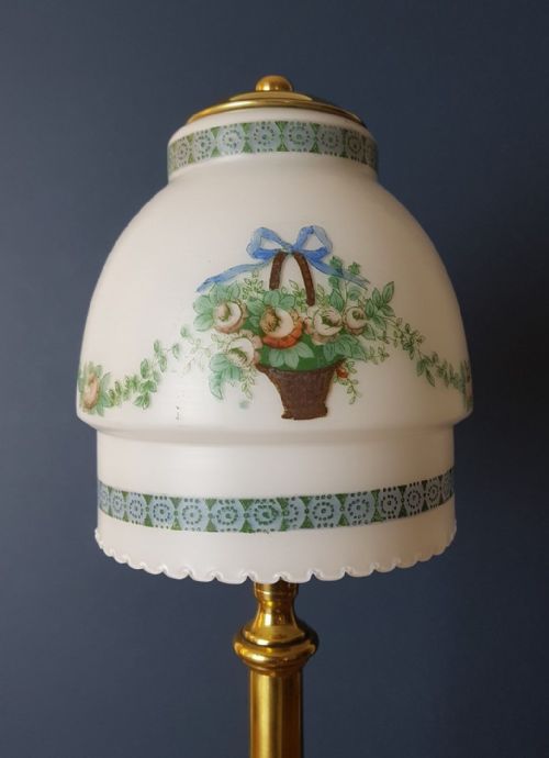 fig 6. Brass Table Lamp with Decorated Flower Basket Shade