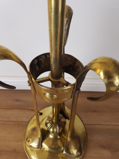 fig 5. Large Arts & Crafts Brass Table Lamp with Pleat Shade