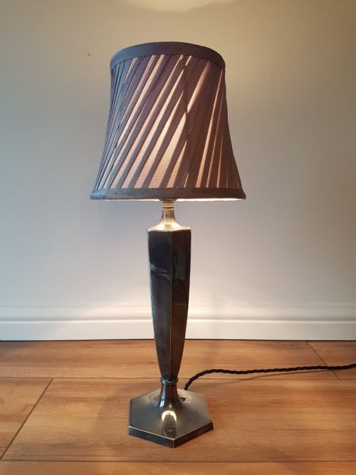Distressed Silver Plated Charles Hawksworth & John Eyre Table Lamp; Pat Tested
