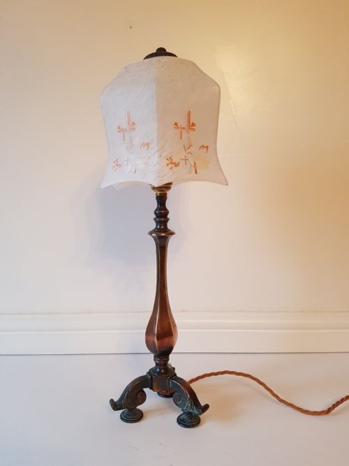 Aged Brass Table Lamp with Ceramic Shade. Pat Tested