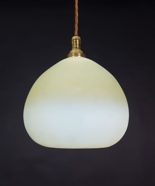 C1920 Vanilla Vaseline Pendant Ceiling Light; Rewired