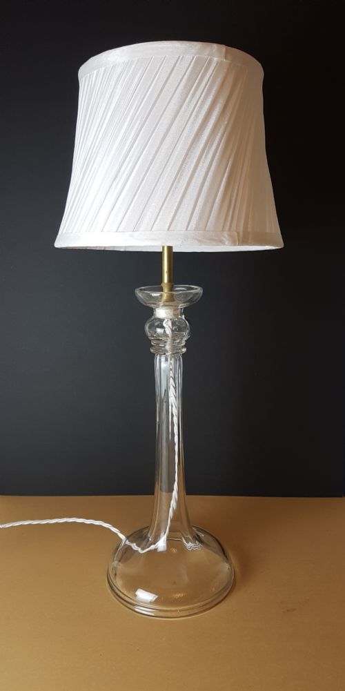 Late Victorian Glass Stem Table Lamp; Rewired and Pat Tested