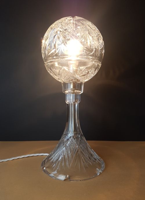 1920'S Cut Crystal Mushroom Table Lamp; Rewired and Pat Tested