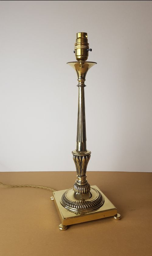 Edwardian Cast Brass Table Lamp; Rewired and Pat Tested