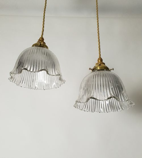Pair of Holophane Ceiling Lights; Rewired