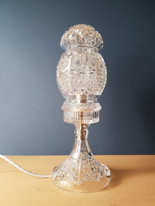 1920'S Cut Crystal Table Lamp; Rewired and Pat Tested