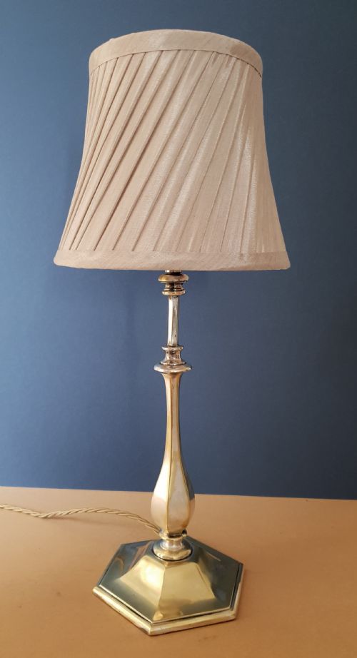 Distressed Silver Plated Brass Table Lamp, Rewired and Pat Tested