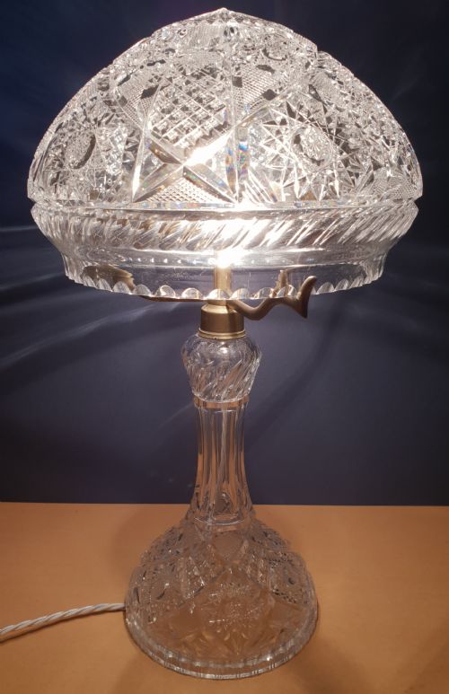 C1910 Cut Crystal Mushroom Table Lamp