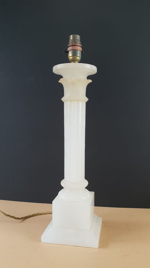 C1910 Italian Alabaster Corinthian Column Table Lamp, Rewired and Pat Tested