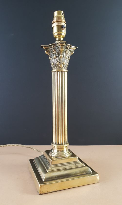 Brass Corinthian Column Table Lamp, Rewired and Pat Tested