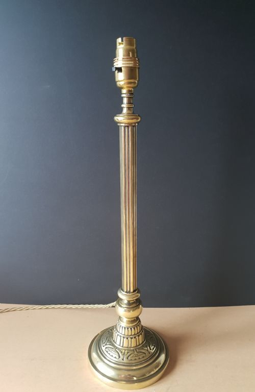 Tall Edwardian Brass Table Lamp Base, Rewired and Pat Tested