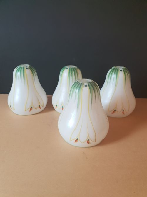 Set of 4 Art Nouveau Ceramic Pearlised Lamp Shades
