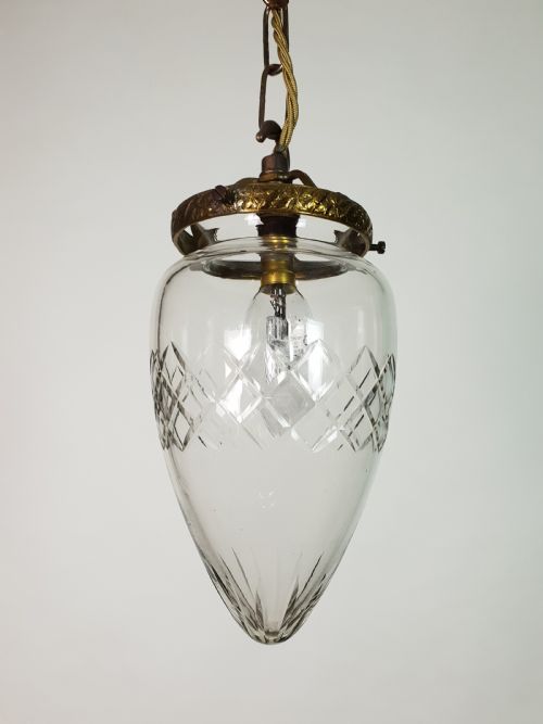 French Cut Glass Pineapple Ceiling Light, Rewired
