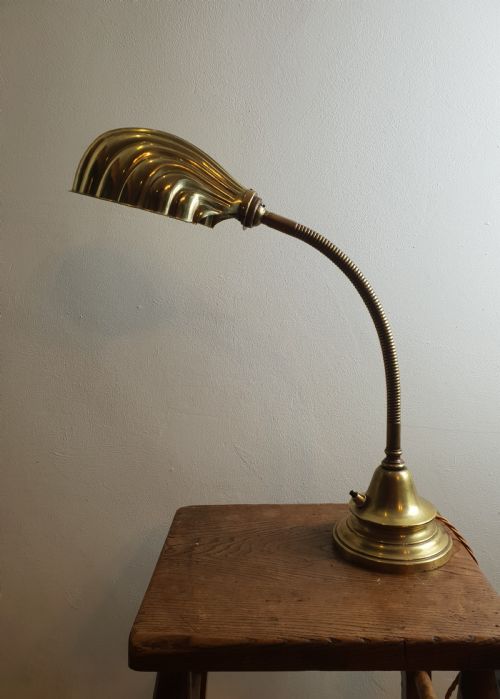 Adjustable Bendy Brass Desk Lamp, Rewired and Pat Tested