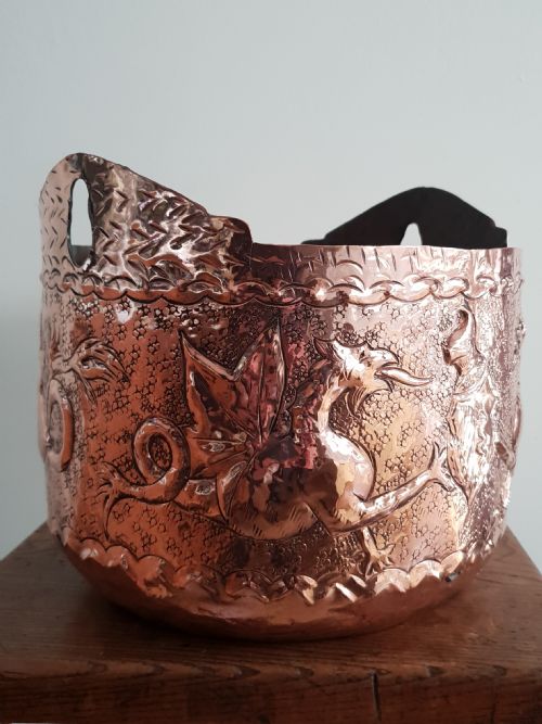 C1850 French Copper Embossed Planter