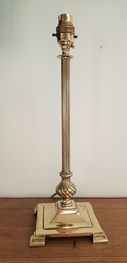 Edwardian Quality Brass Table Lamp Base, Rewired and Pat Tested