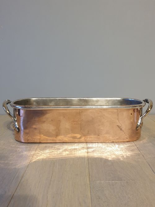 Copper and Silver Plate Fish Kettle from Dorchester Hotel Circa 1920 One of a Pair