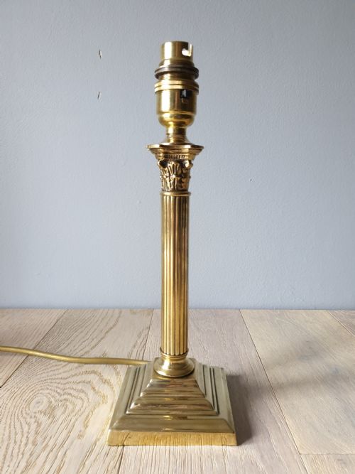 Small C1910 Corinthian Column Table Lamp, Rewired and Pat Tested