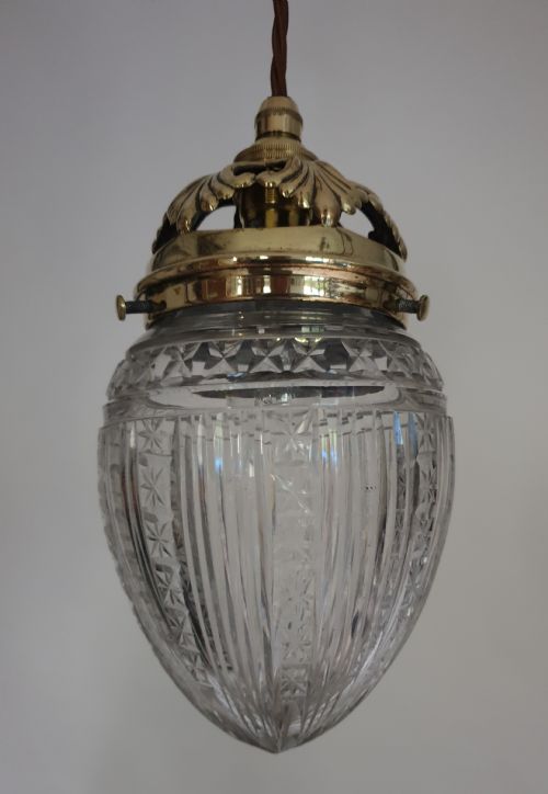 Edwardian Cut Crystal Glass Ceiling Light, Regd Gallery, Rewired
